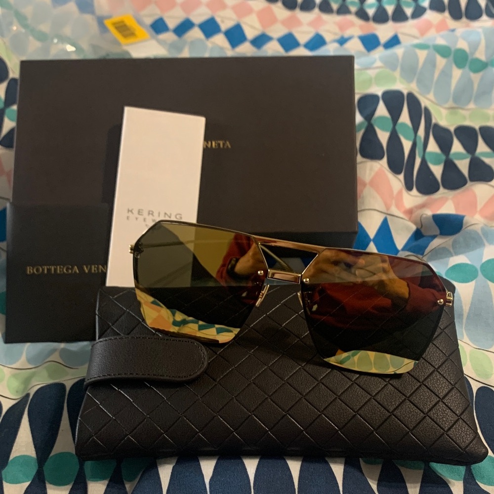 Bottega Veneta Black and Gold Sunglasses